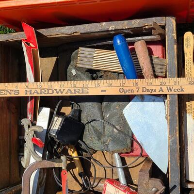 Lot G5: Tool Lot/ Vintage Wood Tool Tray/Extension Cords