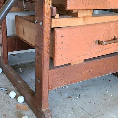 Lot 80: Richard Wilcox Vise, Butcher Block Work Bench & More 