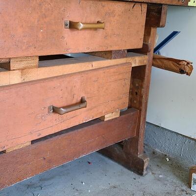 Lot 80: Richard Wilcox Vise, Butcher Block Work Bench & More 