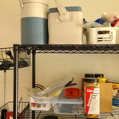 Lot 81: Metal Storage Rack with Garage Supplies 