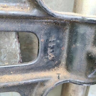 Lot 84: ToolBox, Extension Cords, and Antique Hand Crank Drill Press 