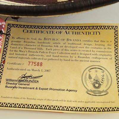 Lot 88: Rwanda Path To Peace Tribal Basket, Tribal Arts and More 
