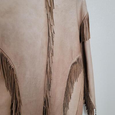 Lot 418: Vintage Leather Fringe Coat with RARE US Indian Services Buttons 