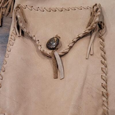 Lot 418: Vintage Leather Fringe Coat with RARE US Indian Services Buttons 