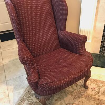 Lot #1--Burgundy Wingback Chair #1