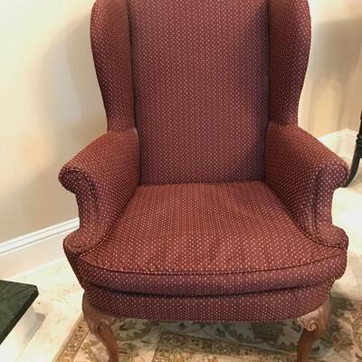Lot #1--Burgundy Wingback Chair #1