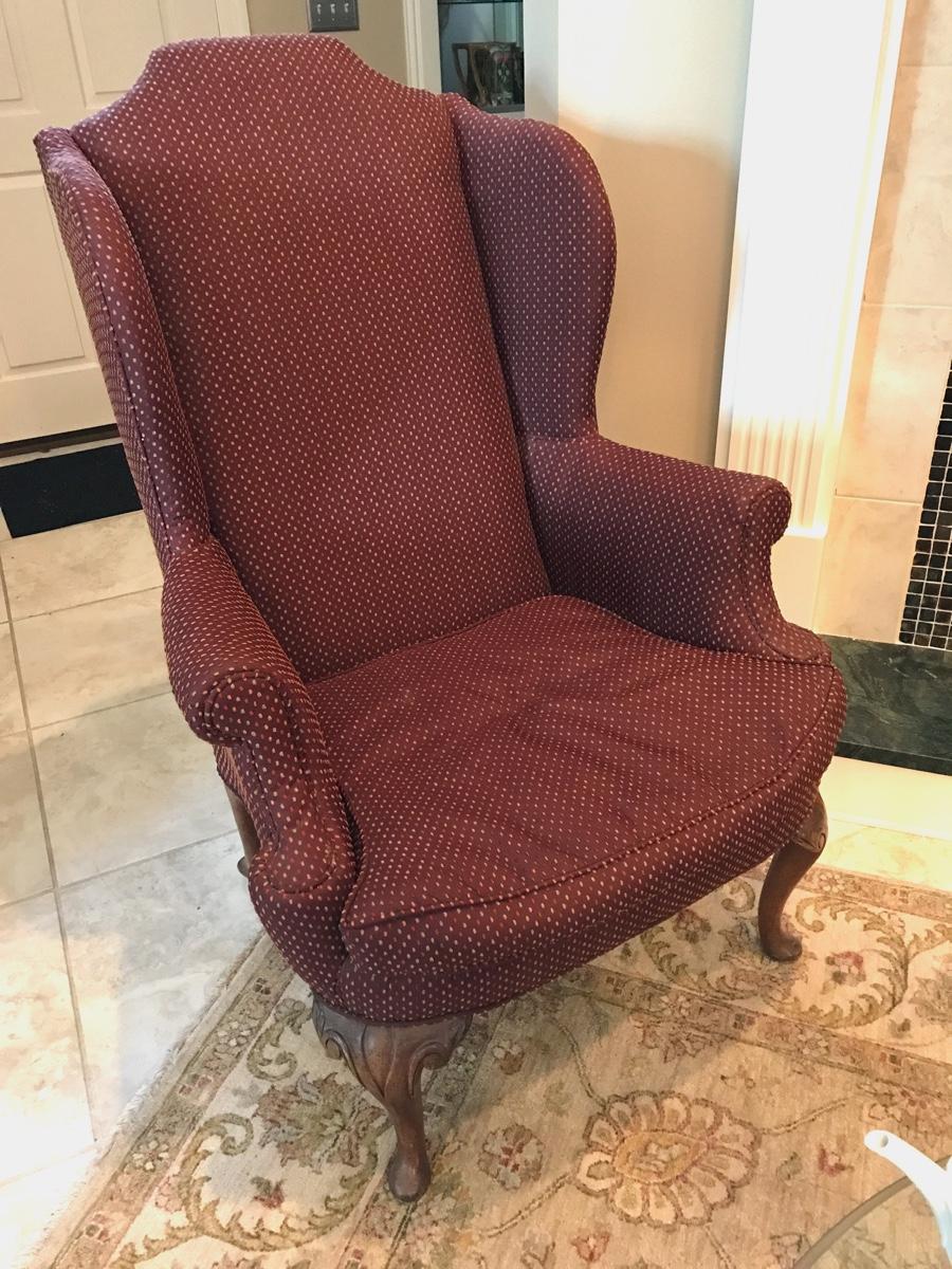 Lot 2 Burgundy Wingback Chair 2