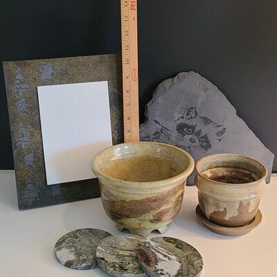 Lot 180: Irish Marble Coasters, Pottery, Slate and More 