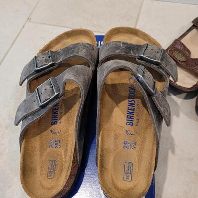Lot 425: Birkenstock Black Slip Ons with Box (Barely Worn)