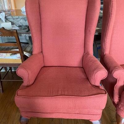 Lot #4 -- Burnt Orange Wingback chair #2