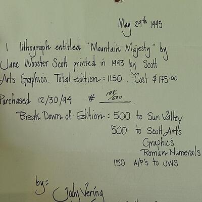 Lot 127: Signed & Numbered Artwork, "Mountain Majesty" by Jane Wooster 