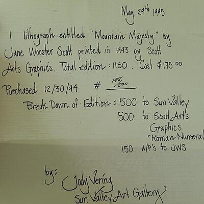 Lot 127: Signed & Numbered Artwork, "Mountain Majesty" by Jane Wooster 