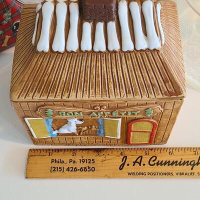 Lot 129: Vintage Puppy Chow Dog Treat Pottery Canister and More 