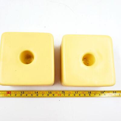 VINTAGE ROYAL HAEGER YELLOW PLANTER AND CANDLE HOLDER BUNDLE
