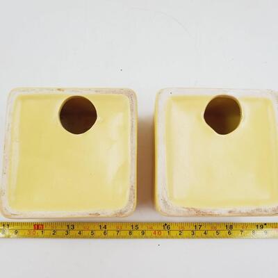 VINTAGE ROYAL HAEGER YELLOW PLANTER AND CANDLE HOLDER BUNDLE