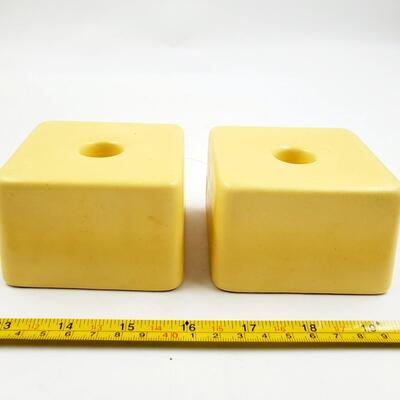 VINTAGE ROYAL HAEGER YELLOW PLANTER AND CANDLE HOLDER BUNDLE