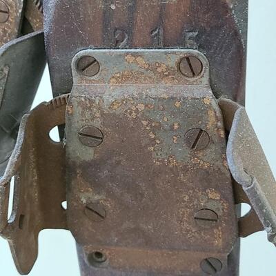 Lot 133: Antique/Vintage Tyro Wooden Downhill Skis with poles 