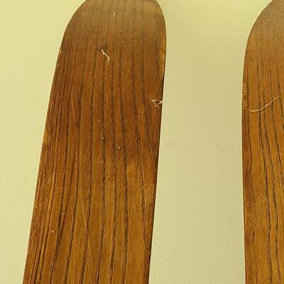 Lot 133: Antique/Vintage Tyro Wooden Downhill Skis with poles 