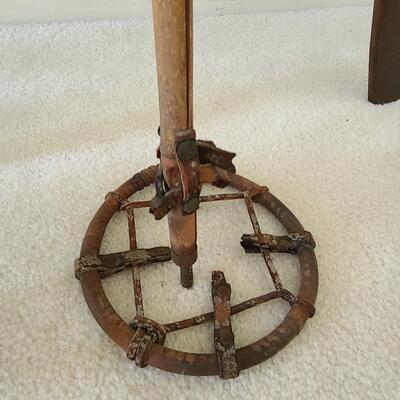 Lot 133: Antique/Vintage Tyro Wooden Downhill Skis with poles 