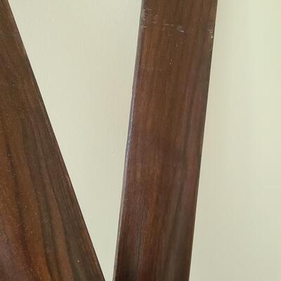 Lot 133: Antique/Vintage Tyro Wooden Downhill Skis with poles 