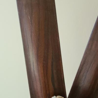 Lot 133: Antique/Vintage Tyro Wooden Downhill Skis with poles 