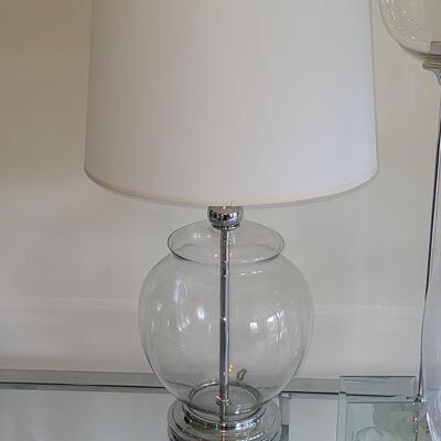 Lot 134: Home Accents: Chrome Based Lamp, Etched Glass Vase and More 