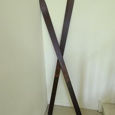 Lot 143: Antique Wood Skis 