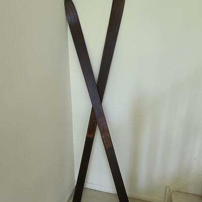 Lot 143: Antique Wood Skis 