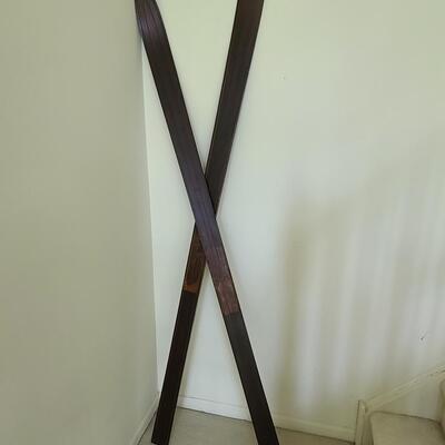 Lot 143: Antique Wood Skis 