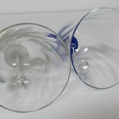 2 Vintage Romanian Glass Bells, Satin Handles