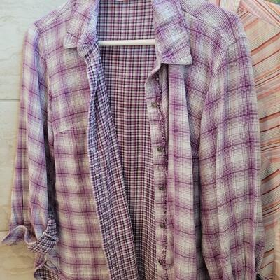 Lot 452: Ladies Button Down Plaid Shirts (4)