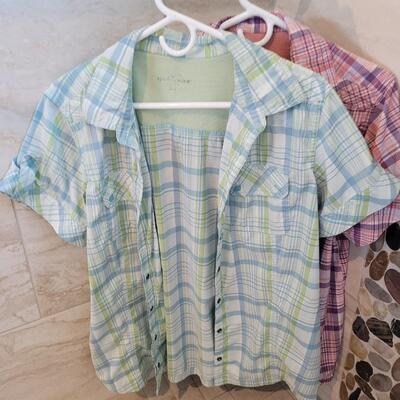 Lot 452: Ladies Button Down Plaid Shirts (4)