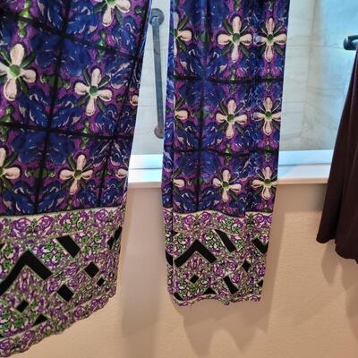 Lot 460: (3) Wide Leg Pants Med/Large (Black, Colorful and Brown)