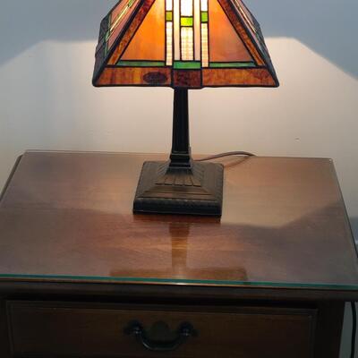 Lot 149: Mahogany Nightstand &  Bedside Lamp