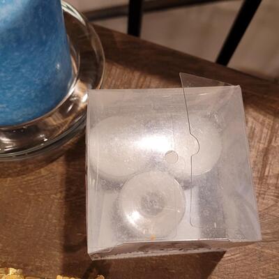 Lot 482: Blue & White Candle Lot (Religious & Others)