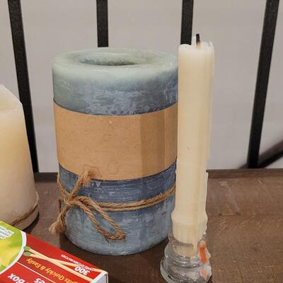 Lot 484: Basket with Candles, Snuffer and Matches