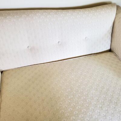 Midcentury Queen Anne Sofa with clean Off-White Upholstery