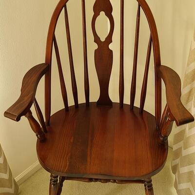 Lot U378: Plaid Wool Accent Throw & Windsor Style Accent Chair 