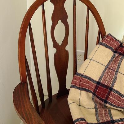 Lot U378: Plaid Wool Accent Throw & Windsor Style Accent Chair 