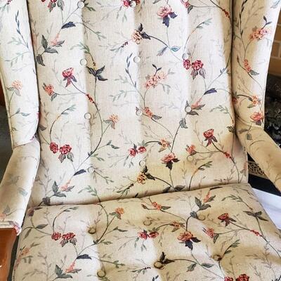 Pair Mid century Ethan Allen Wing Chairs with Button Backs and Seats