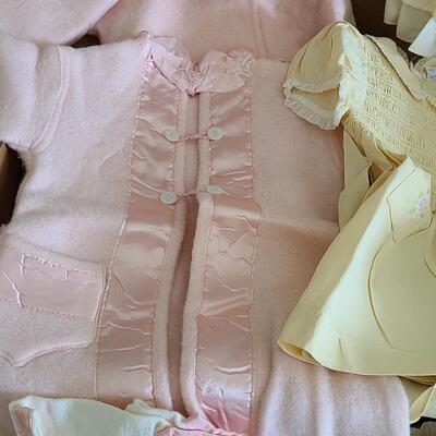 Lot 381U: Antique Baby Clothes & Pottery Baby Plate
