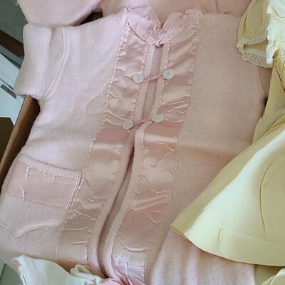 Lot 381U: Antique Baby Clothes & Pottery Baby Plate