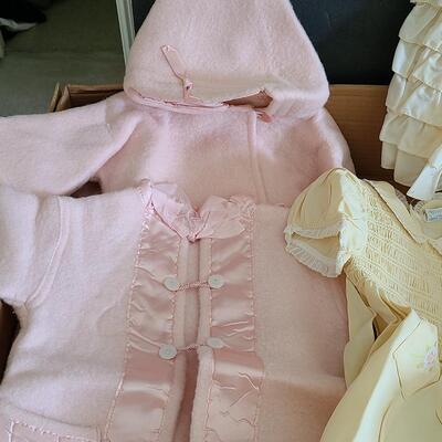 Lot 381U: Antique Baby Clothes & Pottery Baby Plate