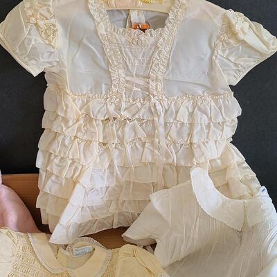Lot 381U: Antique Baby Clothes & Pottery Baby Plate