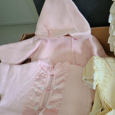Lot 381U: Antique Baby Clothes & Pottery Baby Plate