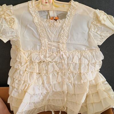 Lot 381U: Antique Baby Clothes & Pottery Baby Plate