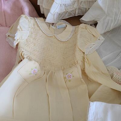 Lot 381U: Antique Baby Clothes & Pottery Baby Plate