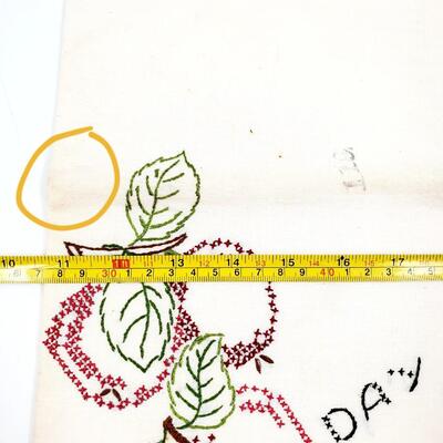 HAND CRAFTED CROSS-STITCHED DAYS OF THE WEEK FRUIT TEA TOWELS
