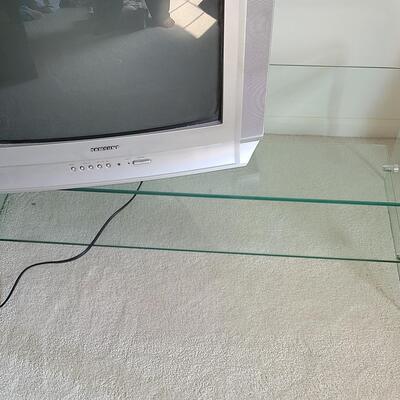 Lot 501U: Glass Coffee/Media Table w/TV