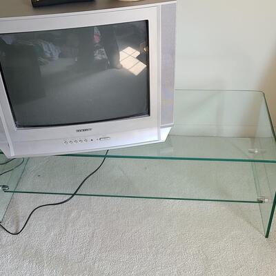 Lot 501U: Glass Coffee/Media Table w/TV